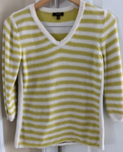 Women&#39;s Sweater Green &amp; White Striped Brand: Cupio Size: M 3/4 Length Sl... - $21.99