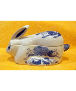 THE BOMBAY COMPANY BLUE &amp; WHITE CERAMIC RABBIT COVERED TRINKET DISH PRE-... - £20.74 GBP