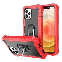 Tough 3in1 Ring Stand Hybrid Case Cover BLACK/RED For iPhone 13 - $7.66