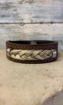 Cowboy Collectibles Tooled Horsehair Leather Bracelet - Light Grey - £23.48 GBP