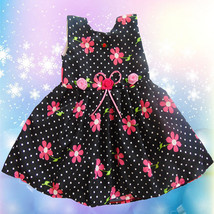 Nwt Girls Kids Fashion Cute Flowers Princess Black Floral Children Dress Size 2 - £7.16 GBP