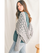 Gray Cross Detail Hollowed Knit Scarf with Sleeves - $10.23