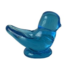 Ron Ray Paperweight Bluebird Blue Bird Of Happiness 1995 Blown Blue Glas... - $23.51