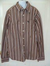 Abercrombie Brown Striped Button Down Shirt Size XL Boy&#39;s EUC - £12.00 GBP