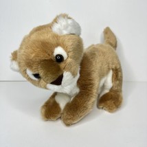 Aurora Baby Lion Cub Plush Stuffed Animal Realistic Tan White Bean Bag Feet 12" - $14.84