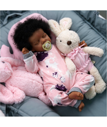 Lifelike Reborn Baby Dolls Black -17Inch Baby-Soft Body &amp; Curls Realisti... - $71.24