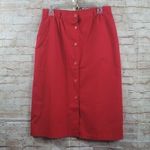 Vintage Adam Yves Womans Skirt Size 15 Red Button Front Straight Side Po... - $10.39