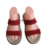 Simply Basic VTG Y2K Red Suede Two Strap Slip On Sandals Size 7 Slides - $23.06
