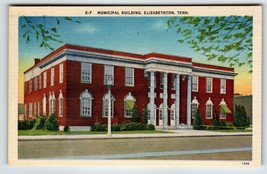 Municipal Building Elizabethon Tennessee Postcard Linen Unposted Vintage... - £10.21 GBP
