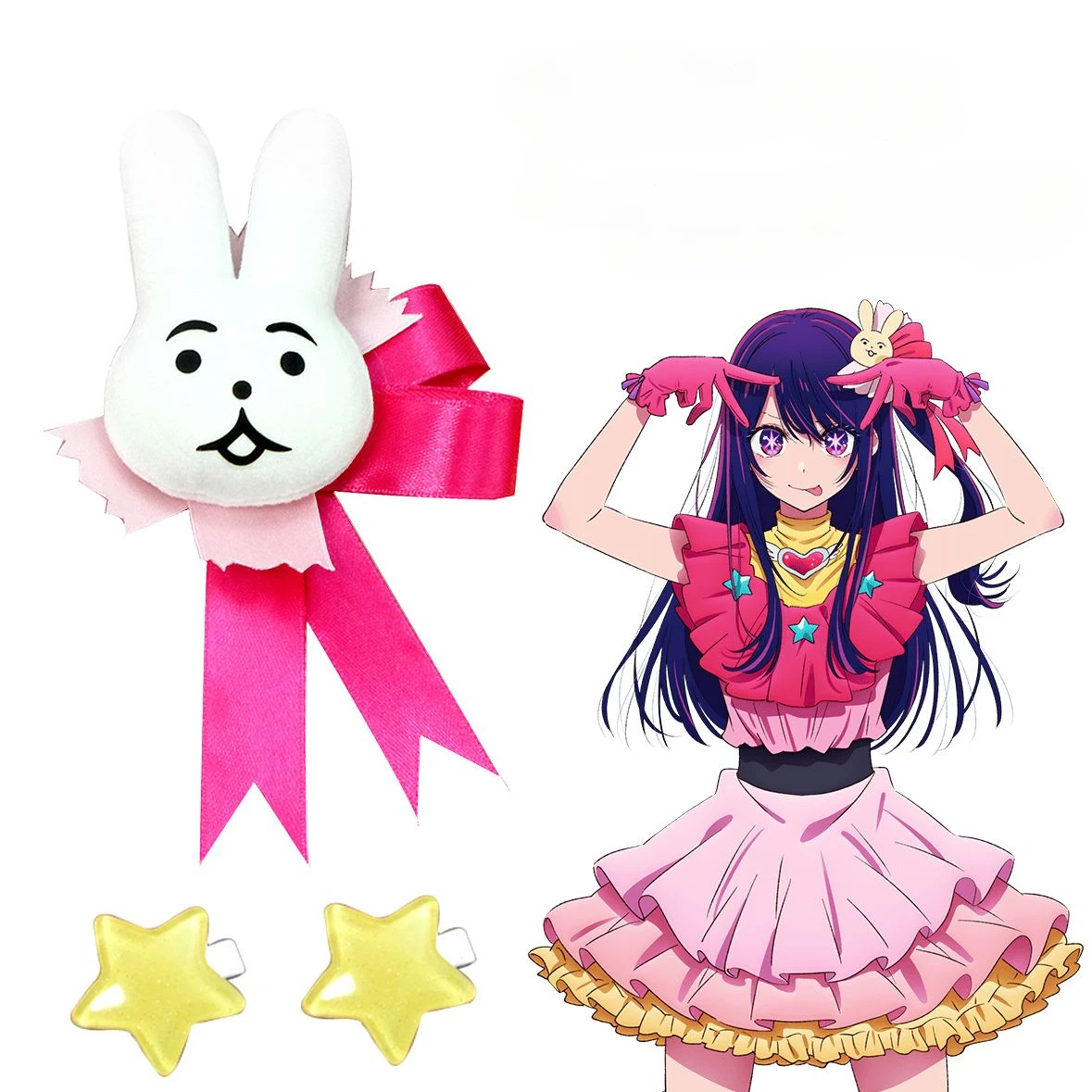 Anime OSHI NO KO Hoshino Ai Cosplay Headwear Rabbit Star Hairpin Girl Lolita - £12.45 GBP