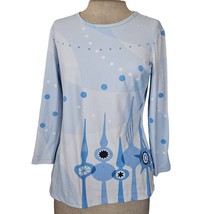 J McLaughlin Blue and White Printed Blouse Size Small  - £20.77 GBP
