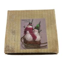Christmas Ornament Vintage Handmade Snowman on Sled - $16.29