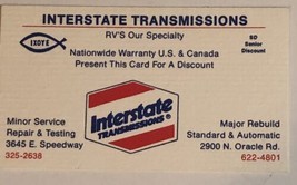 Interstate Transmission Vintage Business Card Tucson Arizona BC2 - $3.95