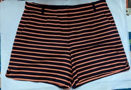 J Crew Women’s Pleated High Rise Navy Coral / Pink Striped Shorts Size 4 - £11.37 GBP