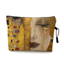 Kim Oil Painting Golden Tears Print Women Cosmetic Bags Lovely Casual Travel Por - £11.97 GBP
