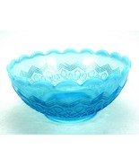 Northwood Glass Bowl, Opalescent Turquoise, Chevron &amp; Endless Loop Rope ... - $53.54 CAD