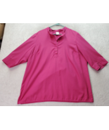Blair Scrub Top Women Size XL Magenta Polyester 3/4 Sleeve Slit 1/4 Butt... - $310.19 MXN