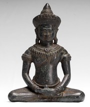 Buddha Statue - Antique Khmer Style Meditation Baphuon 19cm/8&quot; - £391.81 GBP
