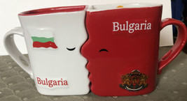 Set of 2 Interlocking Coffee Mugs Bulgarian Mug BULGARIA No Spoons Kissing - $288.44 MXN