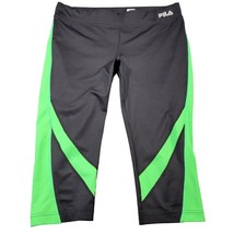 Fila Sport Workout Capris Womens Medium Black Green Active Performance Leggings - £4.15 GBP