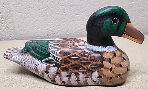 Vtg J.D REYNOLDS Wood Hand Painted Carving Duck Decoy Mallard Hunting Bird - 8" Item image 3