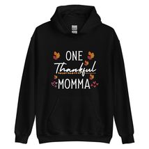 One Thankful Momma Fall Thanksgiving Unisex Hoodie Black - £27.46 GBP+