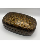 Handmade Painted Vintage Paper Mache Black &amp; Gold Trinket Decorative Box - $28.71