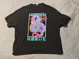 Legendary Dragon Neon Graphic Tee Black Alstyle 3XL Japanese Kanji Print - $14.81
