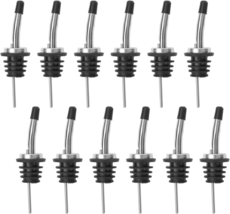 12 Pack Classic Bottle Pourers, Stainless Steel Liquor Pour Spouts Tapered Spout - £8.74 GBP