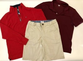 3 Boys School Uniform Lot Short, Polo Shirt &amp; Long Sleeve Pullover SZ  1... - £18.51 GBP
