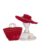 Bead HAT &amp; TOTE Accessory Set Red/Gold for Barbie Silkstone Tressy Fashi... - $12.99