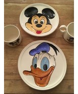 Vintage Disney Mickey Mouse Donald Duck Hand Painted Ceramic Plate &amp; Mug... - £37.84 GBP