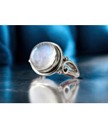 Handmade Sterling Silver Moonstone Ring – Boho Vintage Filigree Gemstone... - €21,45 EUR
