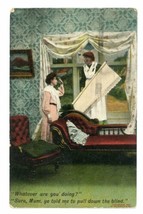 1933 Bamforth &amp; Co Lithograph Postcard Pulling Down The Blinds Postmarked Stamph - £15.02 GBP