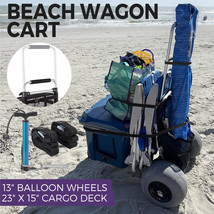 Beach Wagon with Big Wheels for Sand, Collapsible Heavy Duty Beach Cart - £144.19 GBP