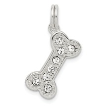 Sterling Silver CZ Dog Bone Charm &amp; 18&quot; Chain Jewerly 24.2mm x 15.3mm - £28.51 GBP