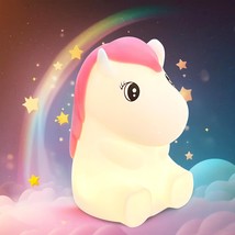 Cute Horse Kids Night Light, Silicone Unicorn Lamp With Touch Control, Dimming,  - £25.75 GBP