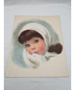 Vintage Little Girl In Winter Snow Art Print 11&quot; X 14&quot; - $32.08
