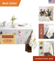 Versatile Rectangular Tablecloth 60&quot; x 90&quot; - Elegant Watercolor Cotton F... - $1,597.12 MXN