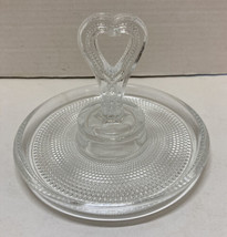 Clear Glass Candy Dish/Tray with Heart Shaped Handle 6&quot; Round - £15.73 GBP