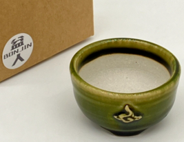 Seto Ware Miniature Bonsai Pot Handmade Planter Green without Ridge Bonjin Japan - $51.43