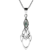 Endless Charm Green Abalone Celtic Drop 925 Silver Necklace - £16.05 GBP