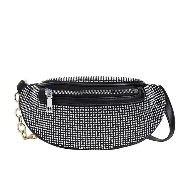 Fashion Rhinestone Waist Pack  Designer Fanny Pack Small Women Waist Bag Phone P - $76.52