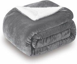 Double-Sided Super Soft Luxurious Plush Blanket Throw Size, Grey Sochow Sherpa - £31.37 GBP