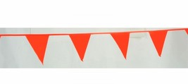 PENNANT BANNER Orange 60&#39; ft String Triangular Flags Plastic hanging parking lot - £23.42 GBP