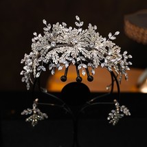 Gorgeous Handmade Royal Wedding Tiara Crowns with Earring Crystal Brides Headban - £58.28 GBP