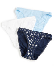 Womens 3 Pack Bikini Panties Lace Trim Cotton Size Medium CHARTER CLUB $... - £7.06 GBP