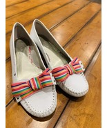 Talbots White Leather Every Day Penny Loafer Dressy Size 8B Slip On Flats - $28.04