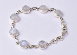 Sterling Silver Moonstone Hand Crafted Gemstone Women&#39;s Bracelet Casual Wear - £96.04 GBP