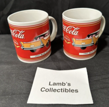 Coca-Cola Coffee Cups Houston Harvest 1957 Chevy Route Salesman&#39;s  2 Car Mugs - £23.38 GBP